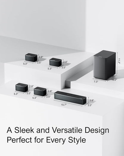 ULTIMEA 7.1 Sound Bars for Smart TV, 4 Wired Surround Speakers, Virtual - Image 9