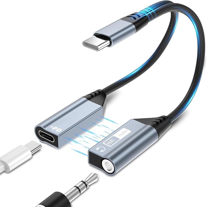 Quanlex 2 in 1 Magnetic USB C to 3.5mm Headphone Jack Adapter and Charger by Quanlex