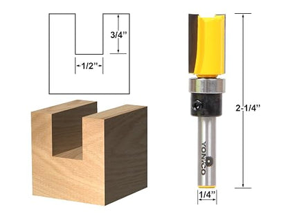 YONICO Router Bits Pattern Bit Flush Trim Set 4 Bit 1/2-Inch Diameter 1/4-Inch - Image 5