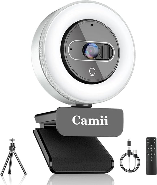 4K Webcam with Light, HD Webcam by Camii