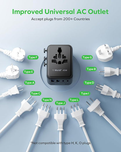 MOMAX Universal Travel Adapter, GaN PD 45W Fast International Power Adapter - Image 6