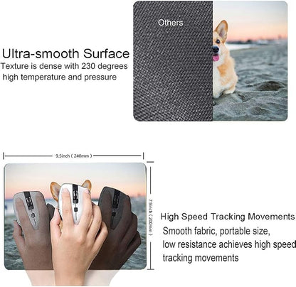 Corgi on The Beach Gaming Mouse Mat, Square Waterproof Non-Slip Rubber Base - Image 3