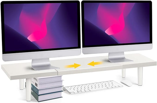 Dual-Monitor-Stand-Riser-For-Desk Adjustable Length 32-40 Inch，Large Desktop by Acorss-Star