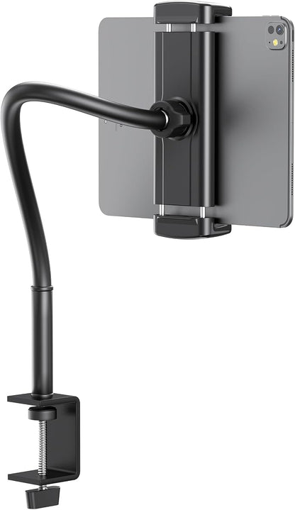 Tablet Stand for Desk, Gooseneck iPad Holder Clamp Mount, 360° Adjustable Arm by TeQable