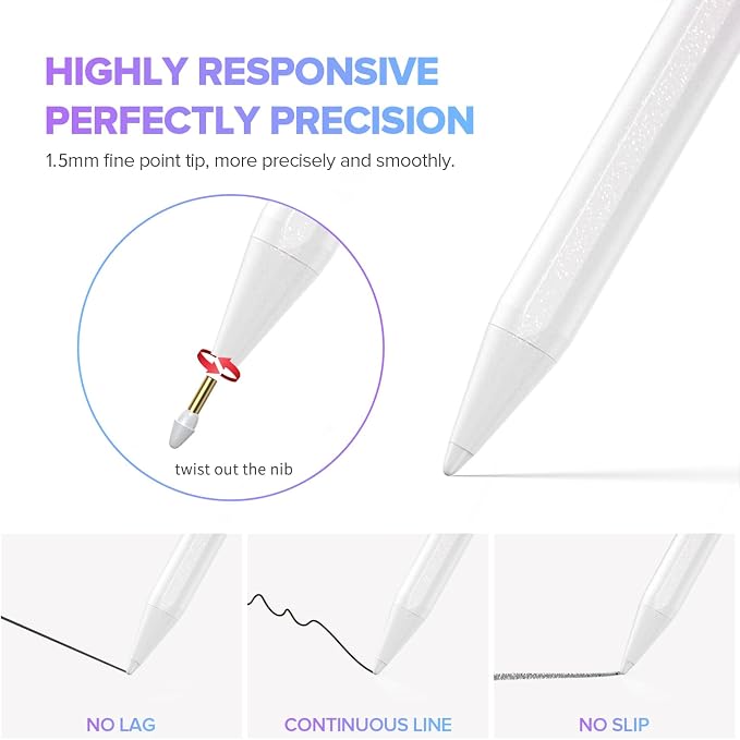 Stylus Pen for iPad 6th-11th Generation-2X Fast Charge Active Pencil Compatible - Image 3