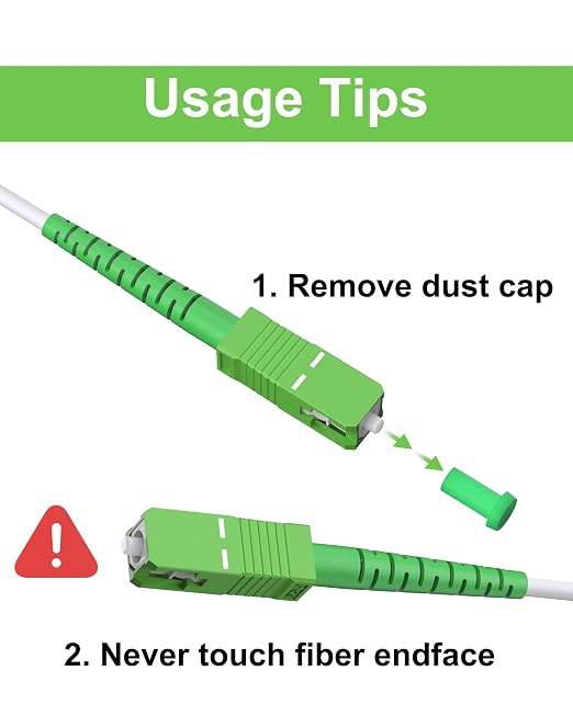 SC/APC to SC/APC Fiber Patch Cable 15M, Armored Single Mode Fiber Cable White - Image 6