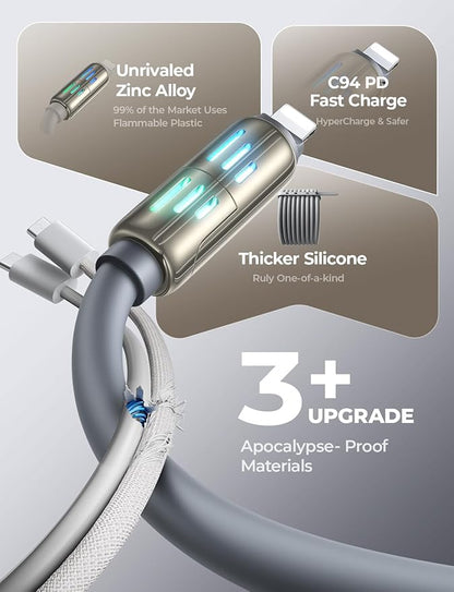 LISEN USB C to Lightning Cable, 240W 4 in 1 Charging Cable 6.6FT, Chubby USB - Image 5