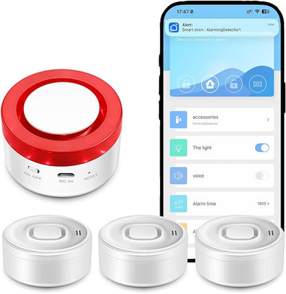 Water Leak Detector WiFi Kit 1+3 Sensors, 100dB Alarm, APP Push by Nestool