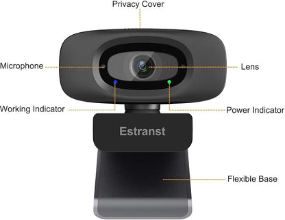 2K Quad HD Webcam with Privacy Cover & Noise-Canceling Microphone & USB C - Image 7