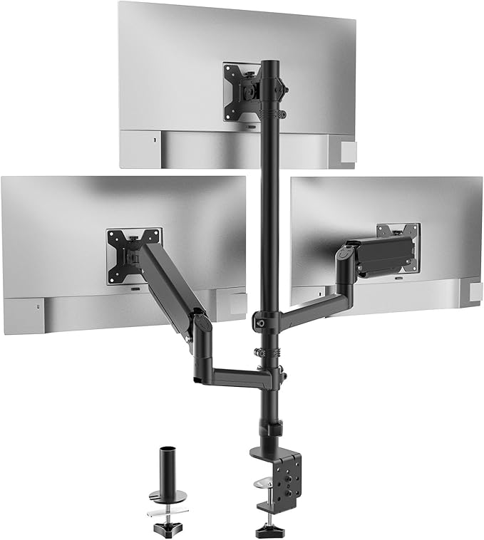 WALI Triple Monitor Mount for 13-32 inch Screens, Taller 3 Monitor Desk Mount by WALI