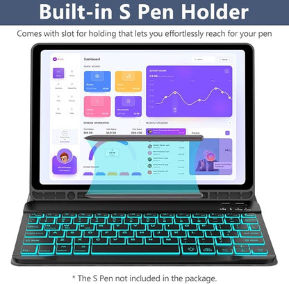 Keyboard Case for Samsung Galaxy Tab A9 Plus 5G 11 inch 2023, 7 Color Backlit - Image 2