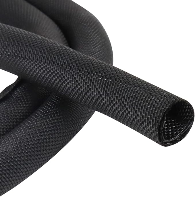 Black Braided Cable Management Sleeves Wire Loom Tubing Cord Protector by BuyUneed