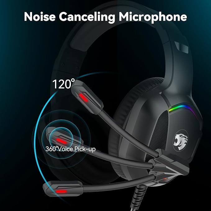 Gaming Headset with Microphone for Pc, Xbox One Series X/s, Stereo Wired Noise - Image 3