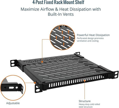 Tecmojo 0.5U Rack Shelf for 10" Server Rack & Cabinet, Adjustable 7.87-10.24" - Image 6