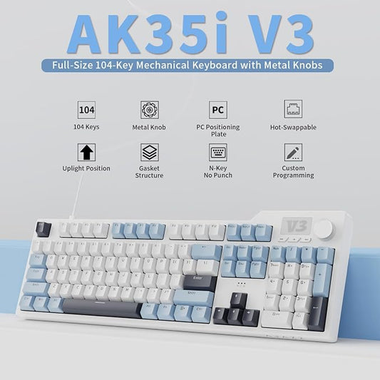 AJAZZ AK35I V3 104-Key Full Size Wired Gasket Mount Gaming Keyboard - Image 2