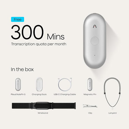 Plaud NotePin S AI Voice Recorder, Wearable AI Notetaker, AI Transcribe & - Image 9