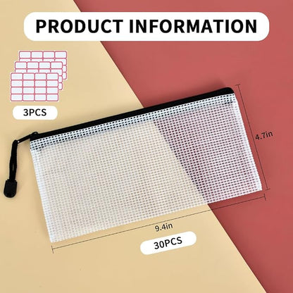Vuzvuv 30pcs 9.1"x 4.5" Mesh Zipper Pouch Zipper Bags, Zipper Case Pouch Bulk - Image 2