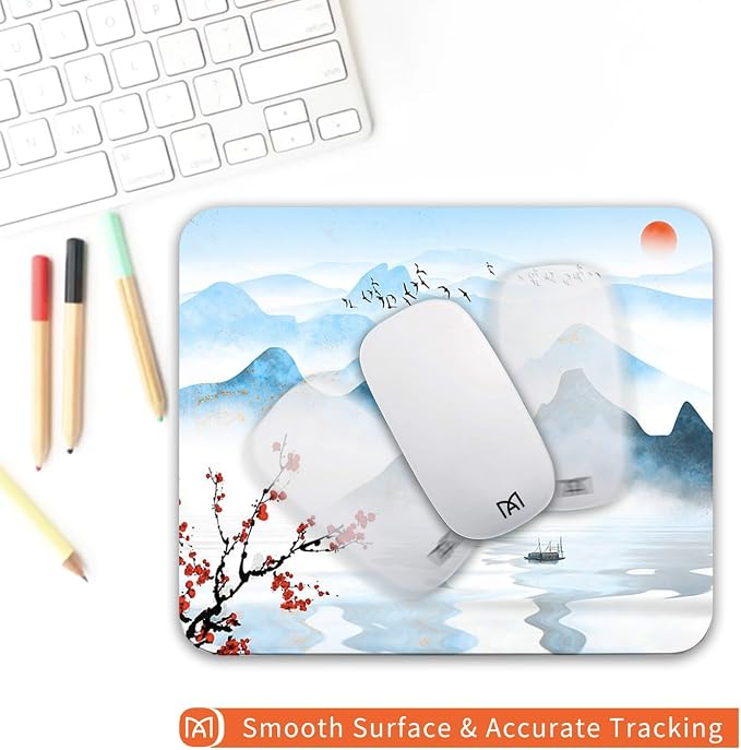 Square Mouse Pad Ink Painting Landscape, Personalized Premium-Textured Custom - Image 4