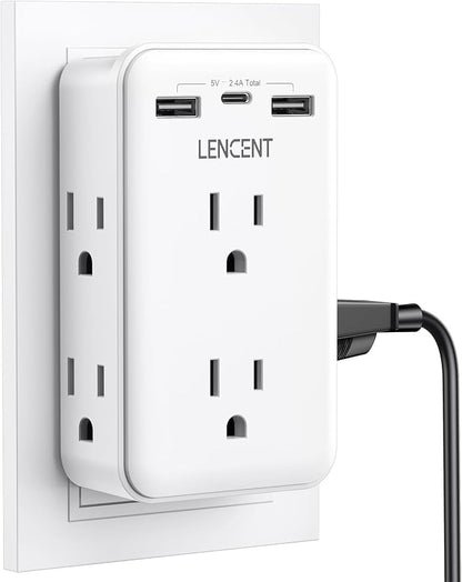 LENCENT 2 to 3 Prong Outlet Adapter, 2 Prong Power Strip by LENCENT