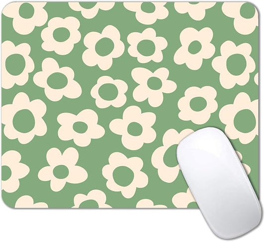 IMAYONDIA Square Mouse Pad Cute, Vintage Green Flowers Mouse Pad, Non-Slip by IMAYONDIA