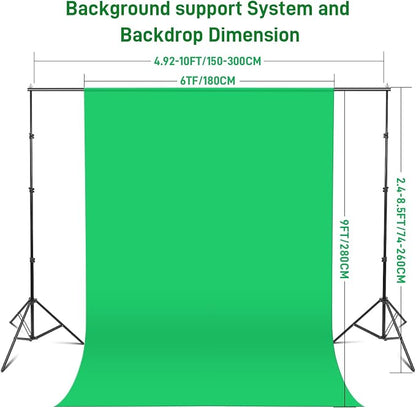 Photography Lighting kit with Backdrops, 8.5x10ft Backdrop Stands, Zyernar LED - Image 2
