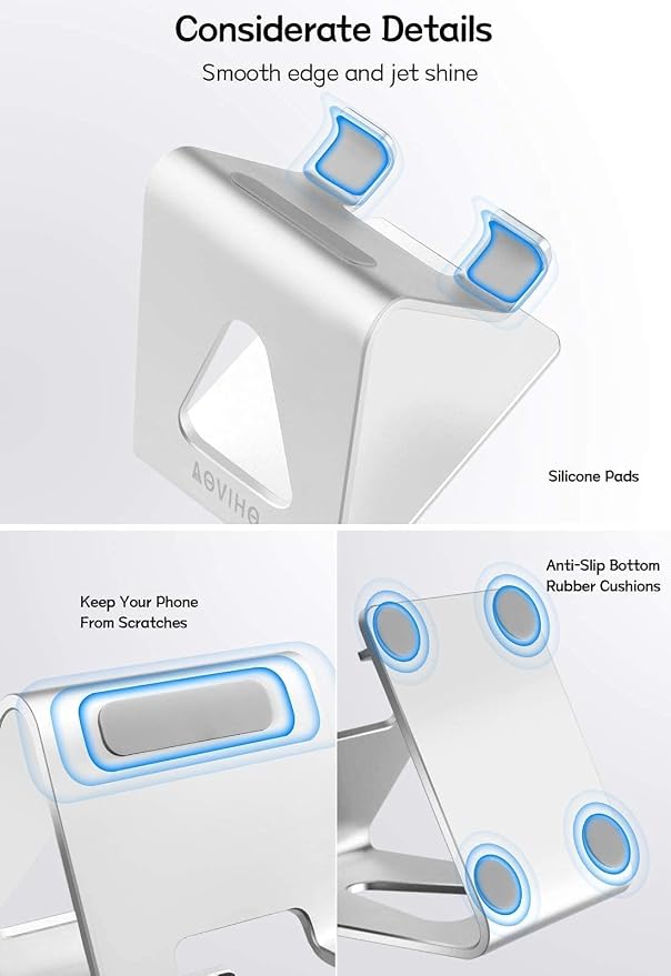 Cell Phone Stand for Desk, Desktop Phone Holder, Aluminum Mobile Phone Stand - Image 5