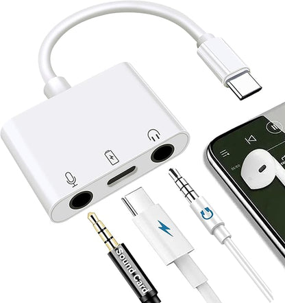 USB C to Microphone Adapter for Live-Streaming Type C to Microphone & 3.5mm by Sanjyut