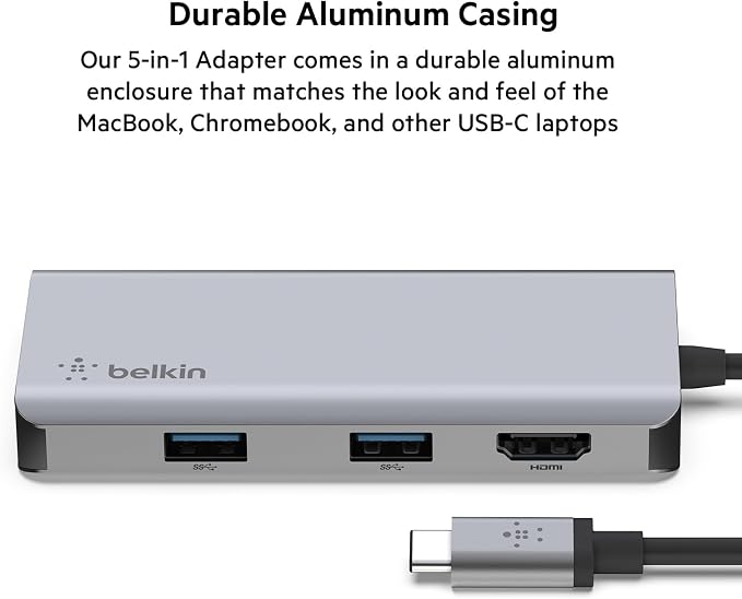 Belkin USB-C Hub, 5-in-1 MultiPort USB-C Docking Station - Image 3