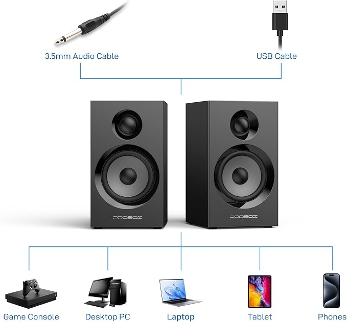BT16 HiFi Bookshelf Speakers 3.5" Woofer - Image 2