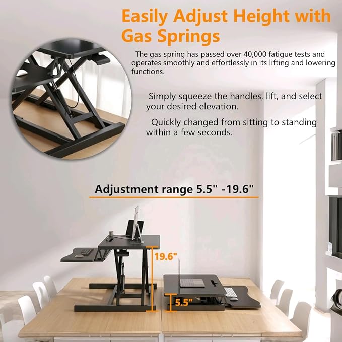 37-inch Standing Desk Converter, Height Adjustable Sit to Stand Up Workstation - Image 4
