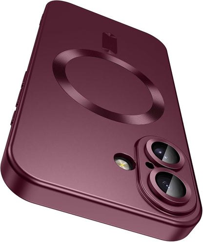 Magnetic for iPhone 16 Plus Case Slim Soft Silicone Bumper Shockproof Metallic by LEKEVO