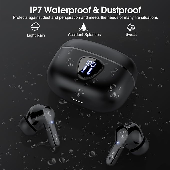 Wireless Earbuds, IP7 Waterproof in Ear Earphones, LED Display Ear Buds - Image 7