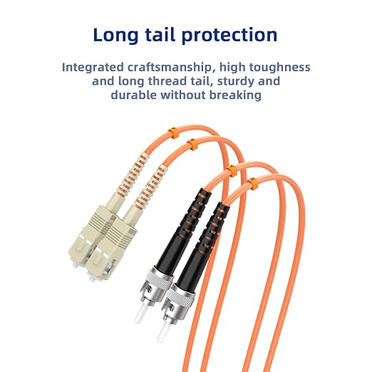 SC/UPC to ST/UPC Fiber Patch Cable OM1 Multimode Duplex 62.5/125μm 0.6M/1.96FT - Image 5