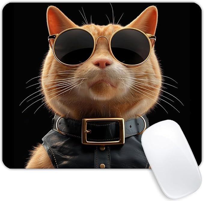 Square Mouse Pad Cool Cat with Sunglasses-1, Gaming Mouse Pads by Goodsprout