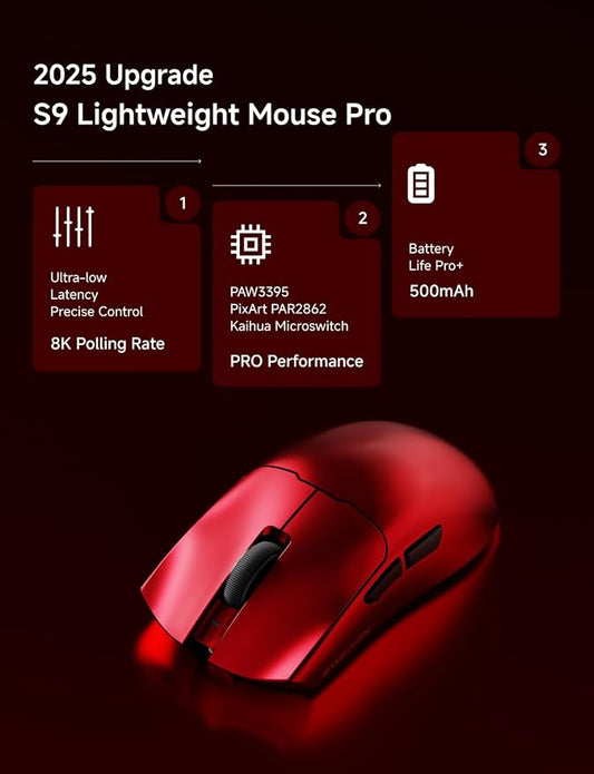 S9 Ultra Wireless Gaming Mouse, 59G Ergonomic Computer Mouse, Triple Modes - Image 2