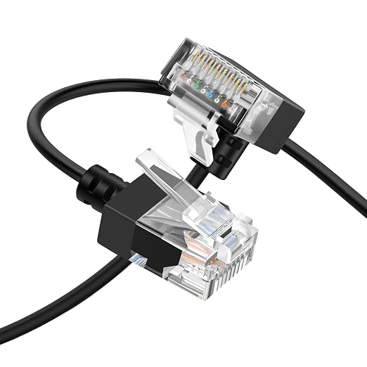 Cat6A Ethernet Cable 90 Degree Up Angled 15FT, Flexible Slim & Ultra Thin Cat6 by Thzzhnno