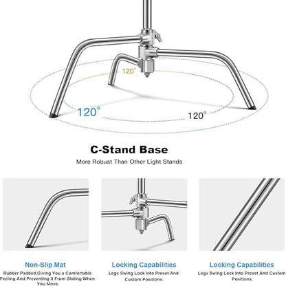 Soonpho Adjustable 10ft/3.3m Heavy Duty Light Stand - Image 3