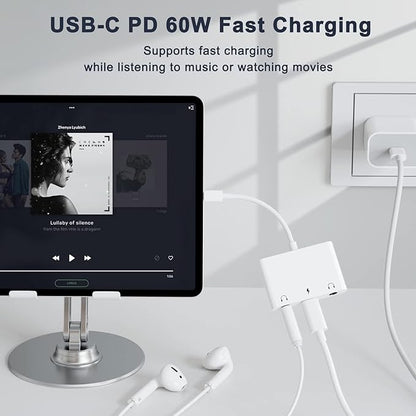 USB C to 3.5mm Audio Adapter, 3 in 1 Aux to USB C Headphone Splitter Dual 3.5mm - Image 3