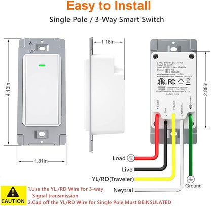 Nexete 3-Way Smart Wi-Fi Wall Light Switch Work - Image 8