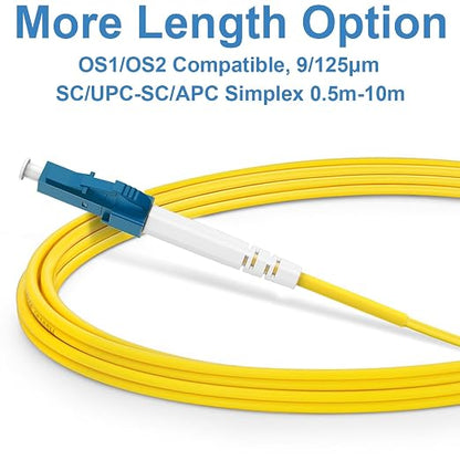 FLYPROFiber- 1M/3ft OS2 LC/UPC to SC/APC Fiber Patch Cable, Single Mode Fiber - Image 3