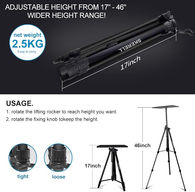Portable Projector Stand Tripod Adjustable: Universal Laptop Standing Height - Image 5