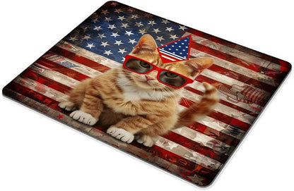 Square Mouse Pad Cat with Patriotic Hat and Glasses Flag-1, Gaming Mouse Pads - Image 5