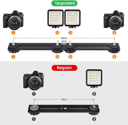 UTEBIT 11 inch Flash Bracket, Long Dual Camera Mount Flash Bracket Extension Bar - Image 4