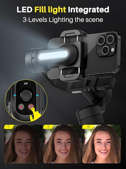 Professional Gimbal Stabilizer for Smartphone, Built-in 18CM Extension Rod and - Image 4