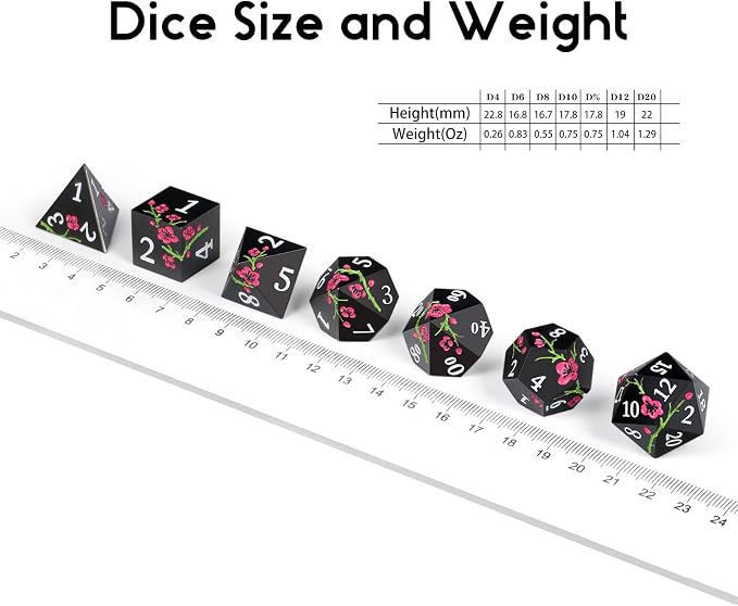 Metal Dice Set D&D, DNDND 7 PCS Flower Metallic DND Dice Set - Image 5