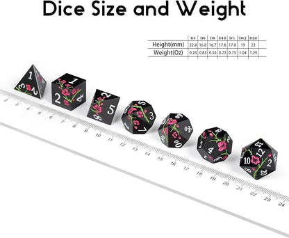 Metal Dice Set D&D, DNDND 7 PCS Flower Metallic DND Dice Set - Image 5