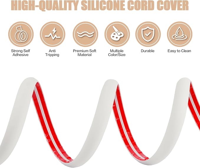 Floor Cord Cover Cable Cavity Self Adhesive Cord Hider Floor 3.3FT Floor Cable - Image 2