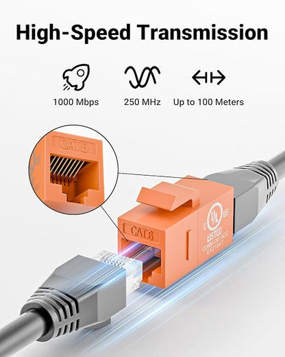 VCE UL-Listed CAT6 Keystone Coupler 25-Pack, Ethernet Coupler Female to Female - Image 3