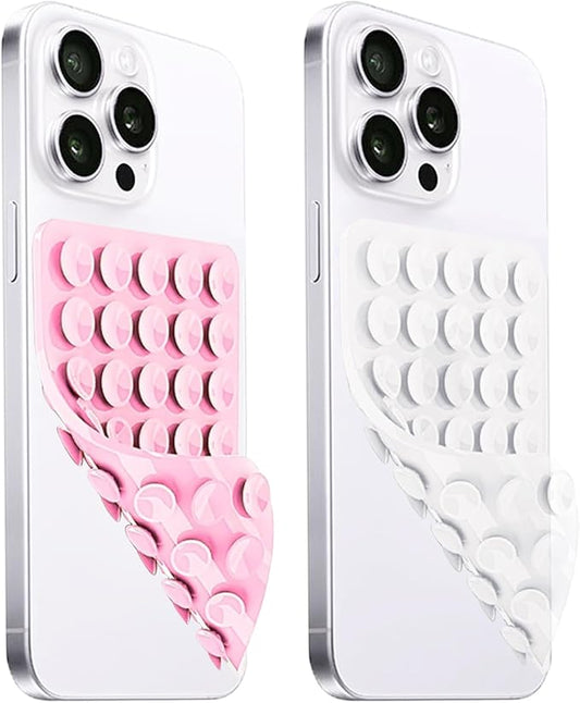 2 Pack Silicone Suction Cup Phone Case Mount Double Sided, Hands-Free Strong by LvShuLiangPin