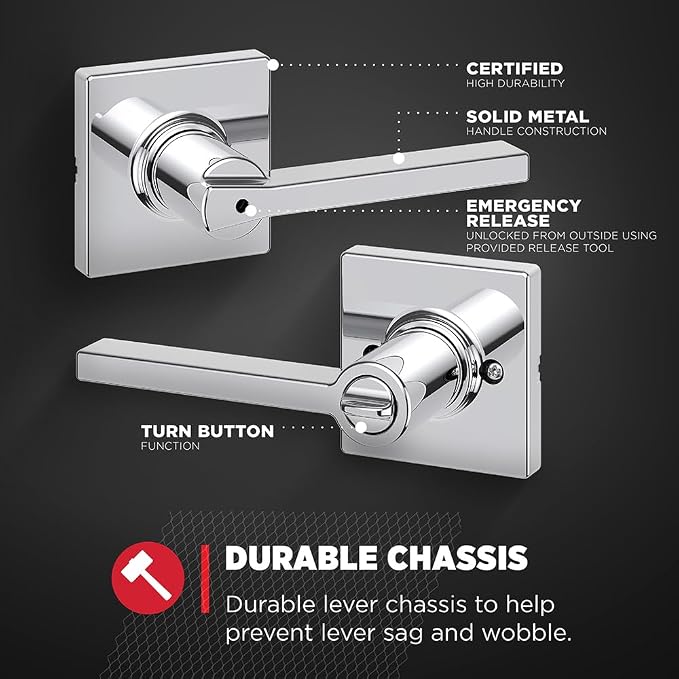 Kwikset Casey Hallway Passage and Bed/Bath Privacy Door Handle 2 Pack, 1 - Image 7